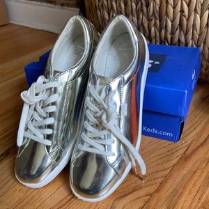 Keds x Kate spade silver leather sneakers sz 8